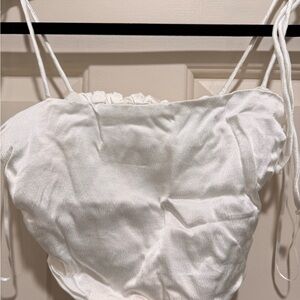 Zara White Ruffled Strap Top